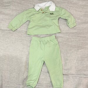 Green Baby jump suit grasshopper 12 months  with Collar